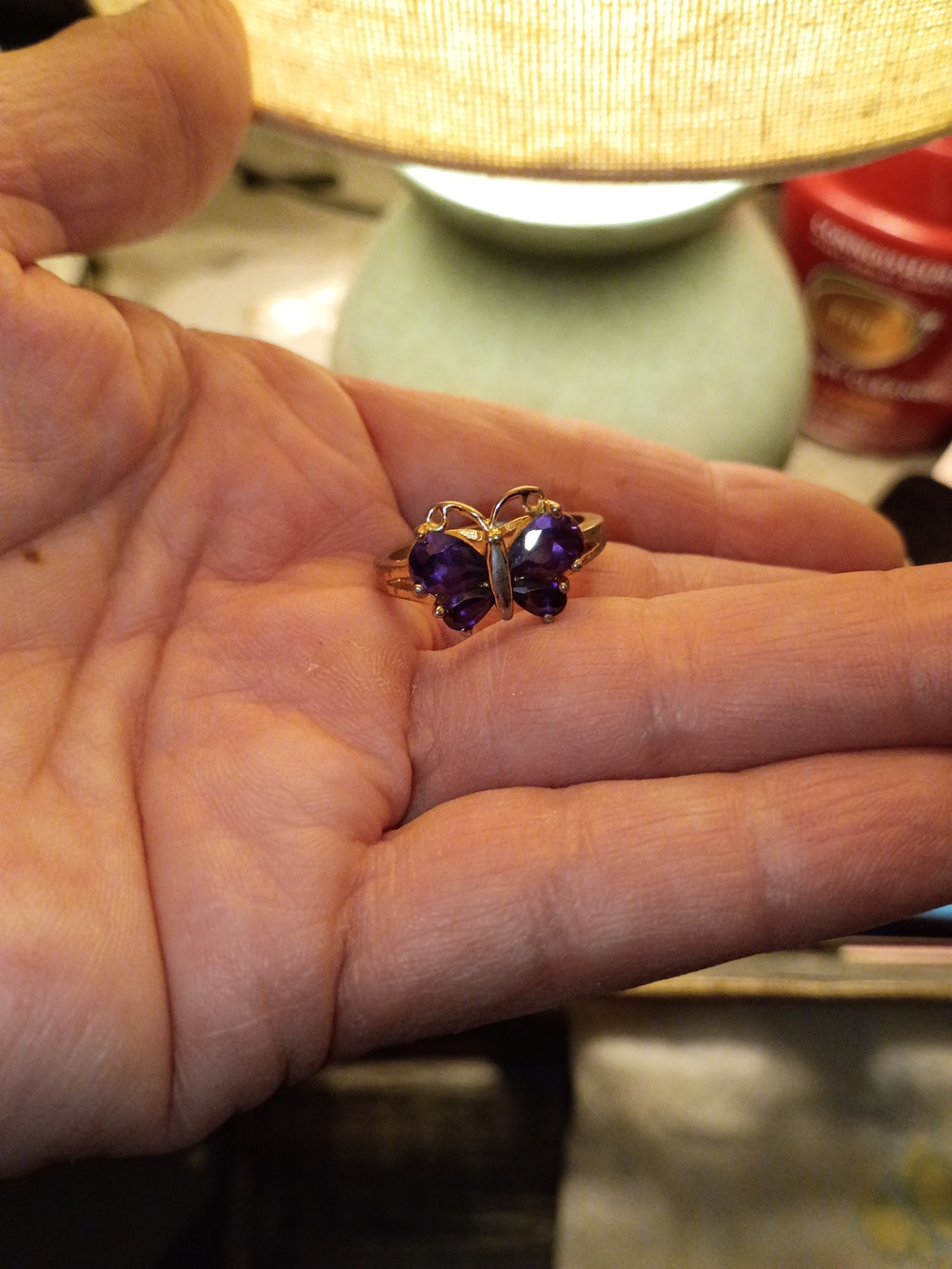 Amethyst Butterfly Gold Ring - Picture 2 of 4